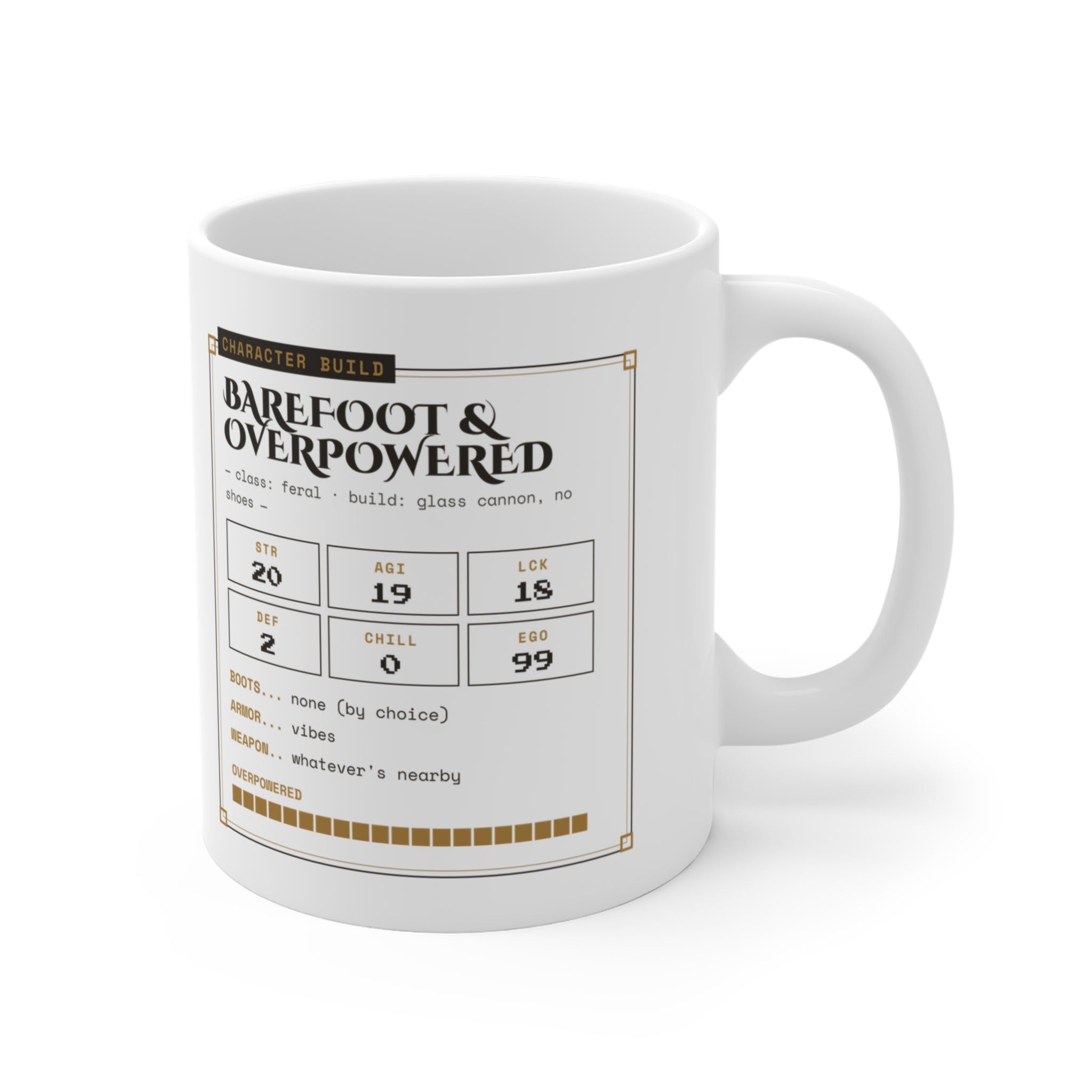 Barefoot and Overpowered Dungeon Crawler Mug