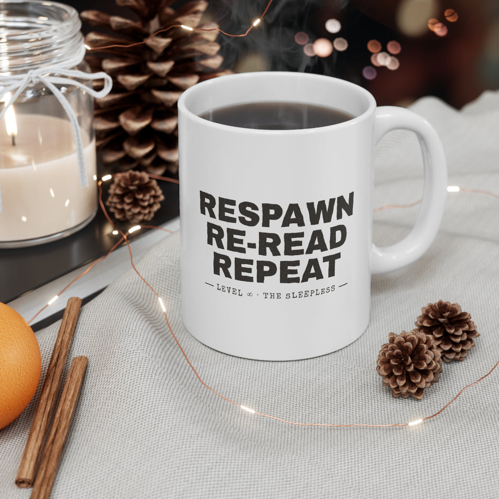 Respawn Re-Read Repeat Grunge LitRPG Mug