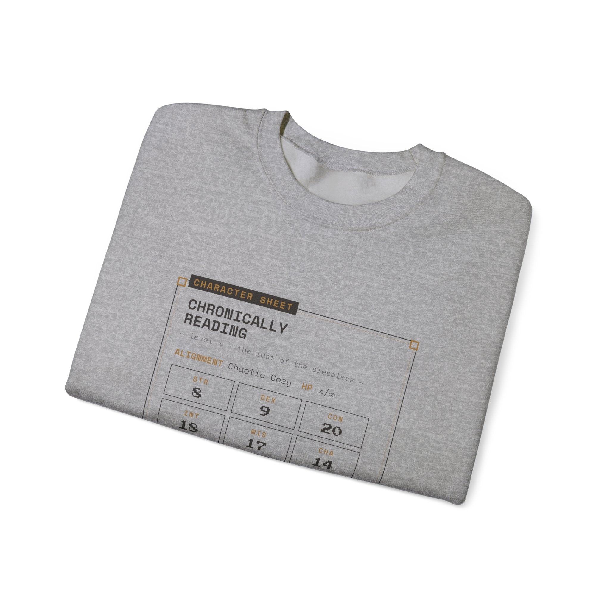 Chronically Reading Character Sheet Sweatshirt