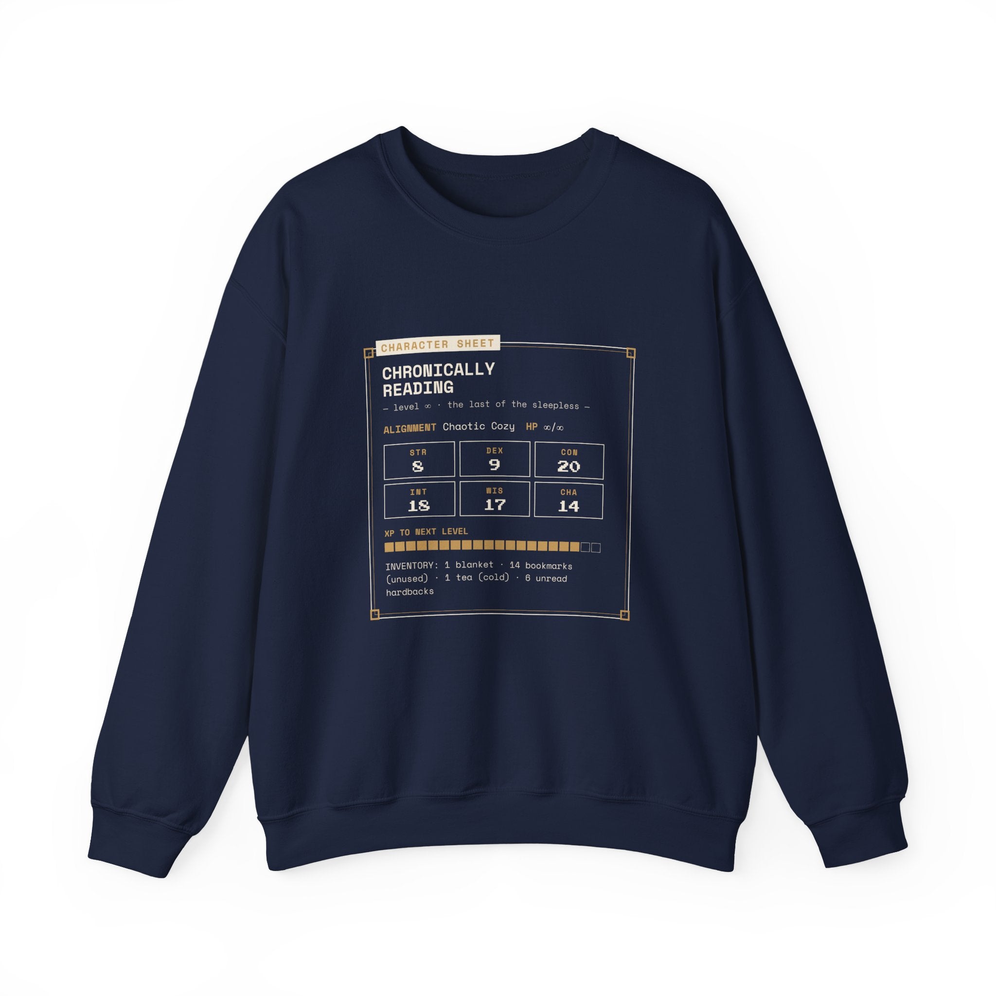 Chronically Reading Character Sheet Sweatshirt