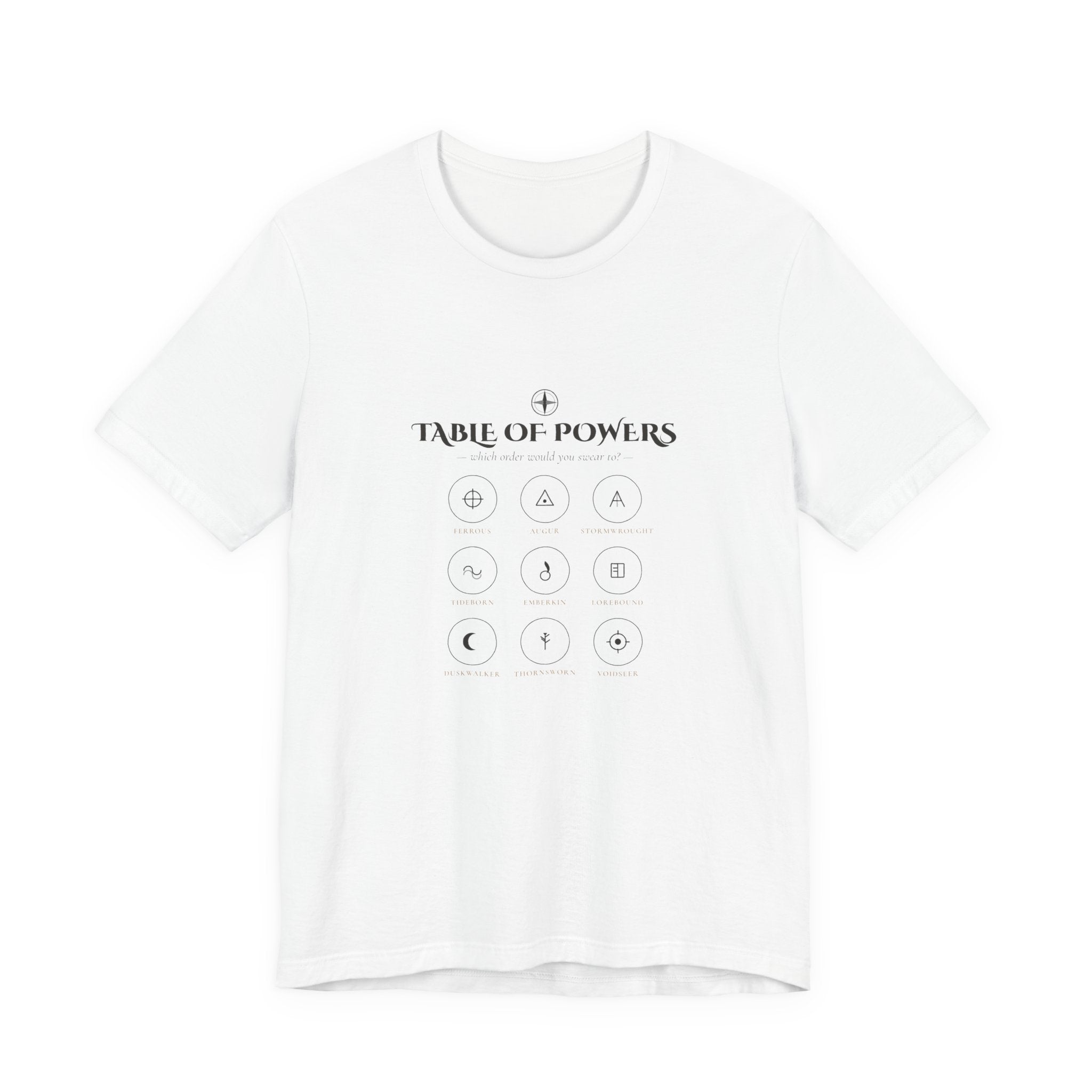 Table of Powers Which Order Are You Fantasy Sigils T-Shirt