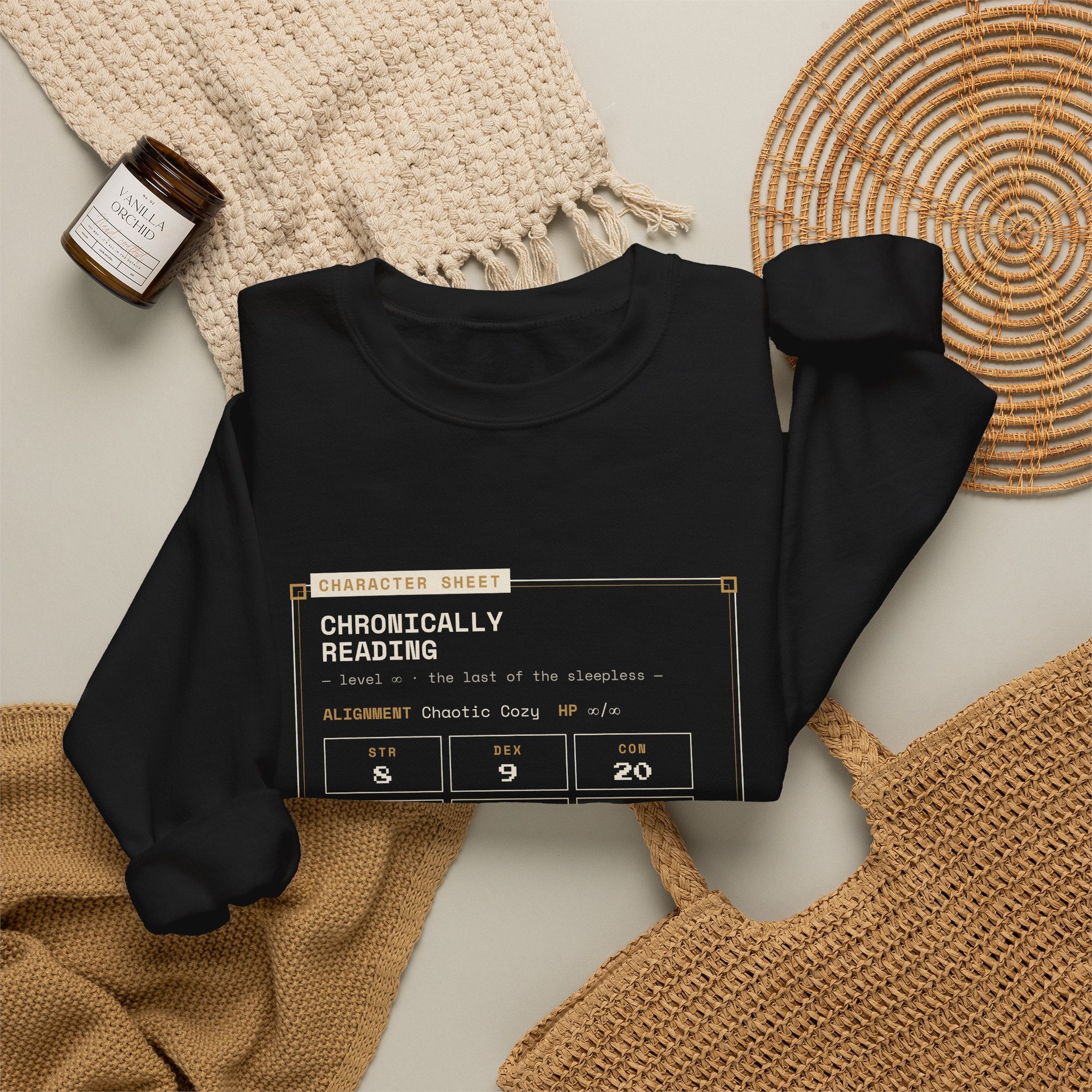 Chronically Reading Character Sheet Sweatshirt