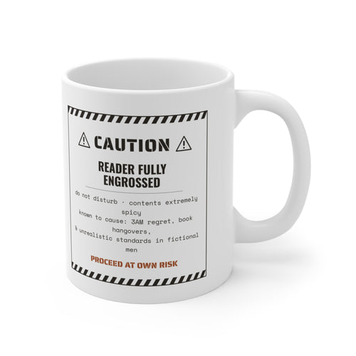 Caution Reader Fully Engrossed Mug