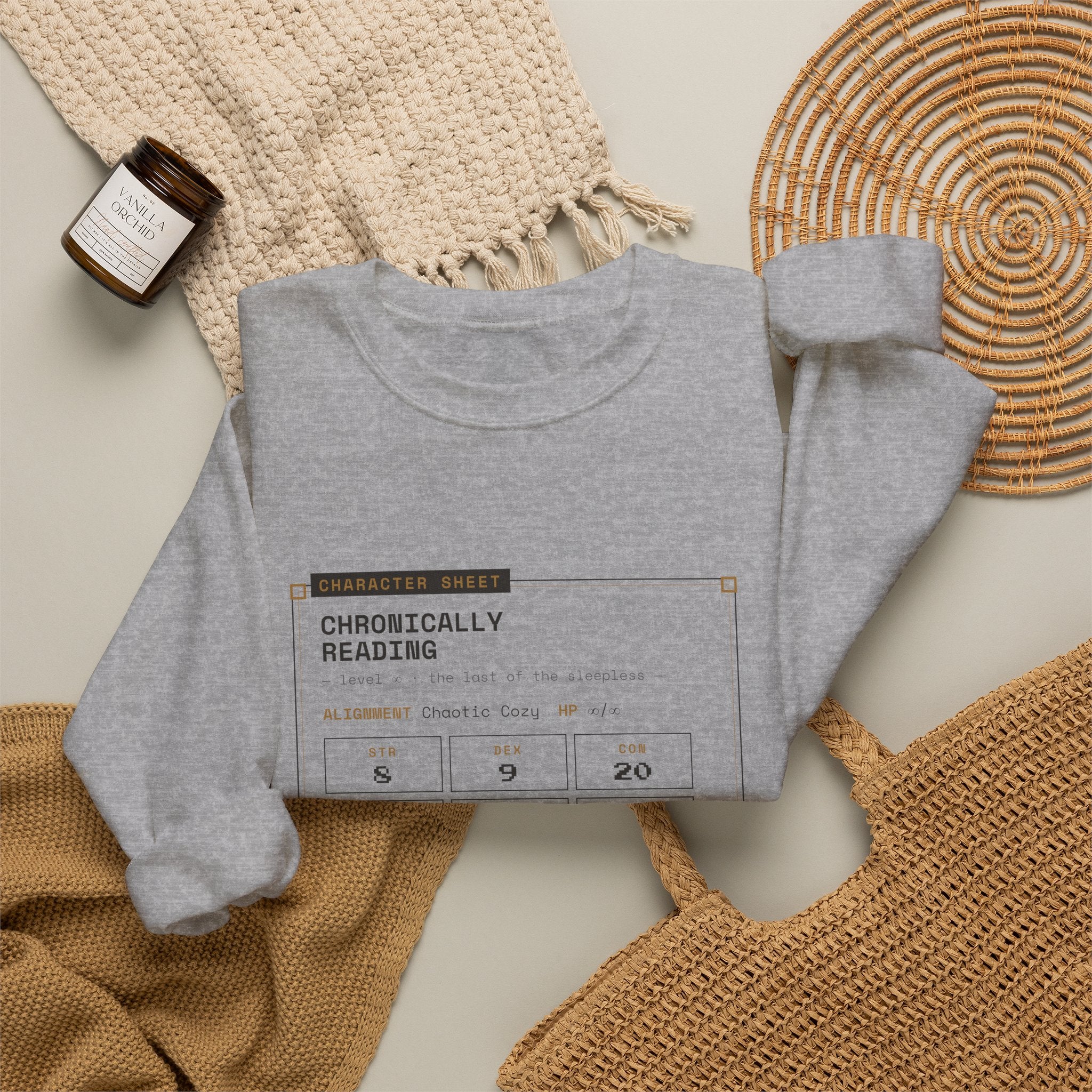 Chronically Reading Character Sheet Sweatshirt