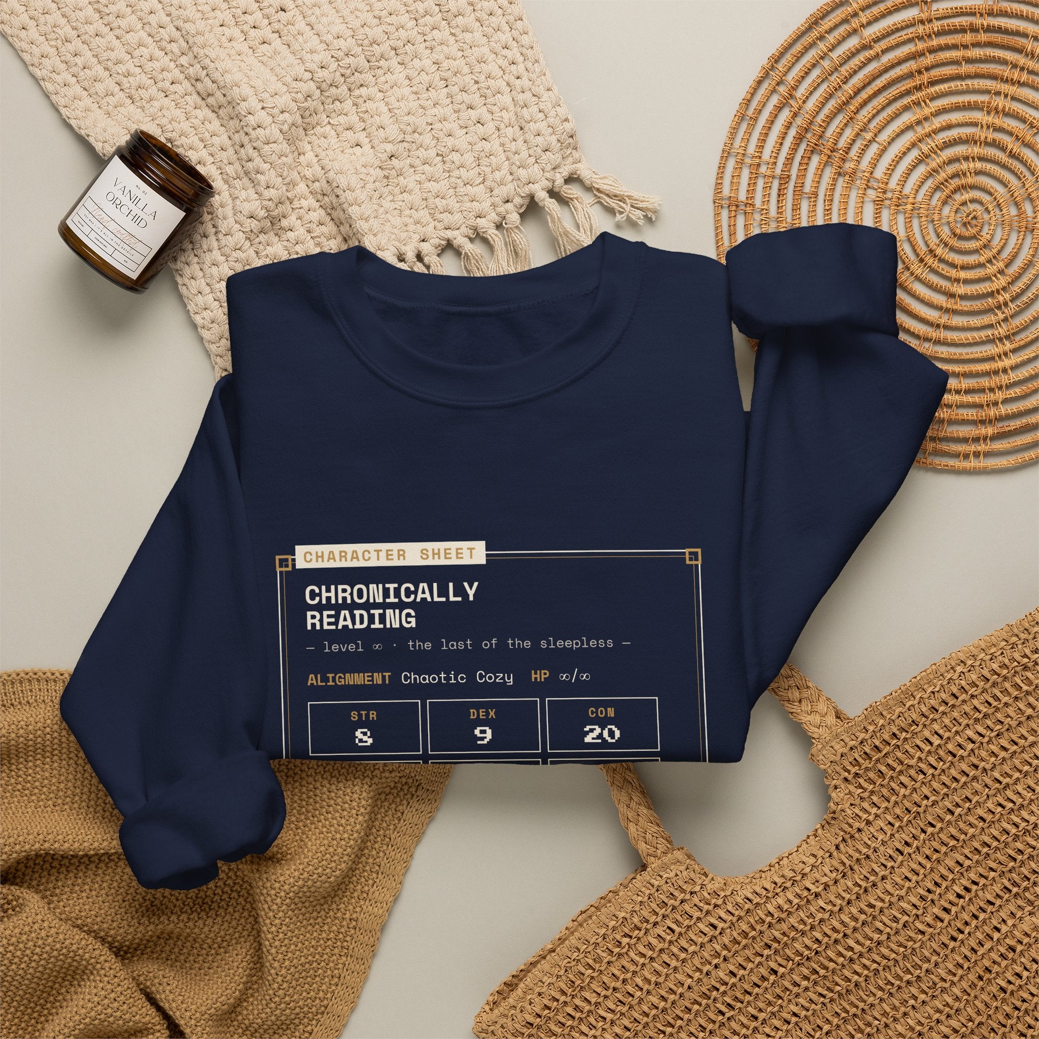Chronically Reading Character Sheet Sweatshirt