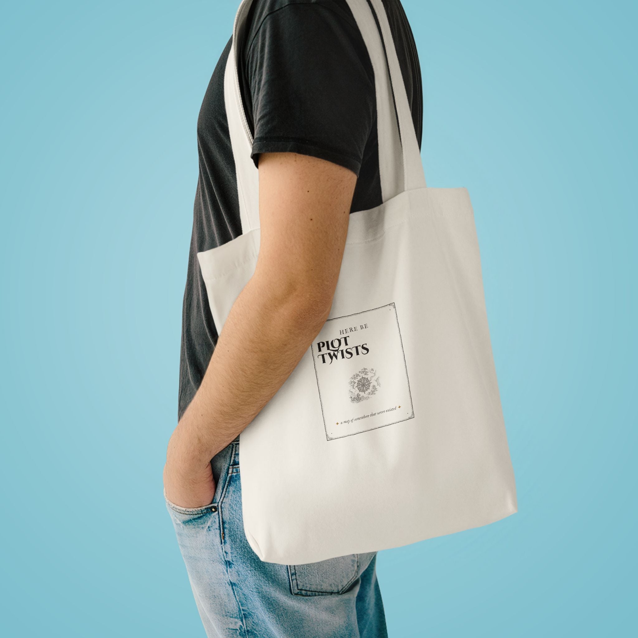 Here Be Plot Twists Fantasy Map Canvas Tote