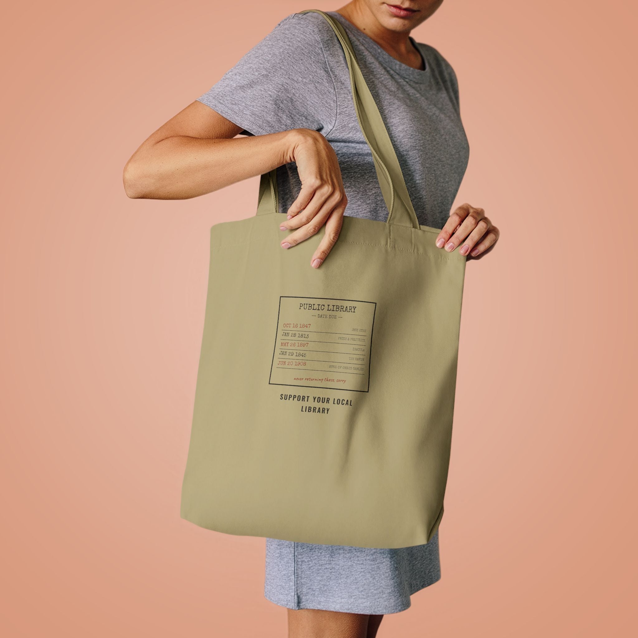 Vintage Library Card Canvas Tote Bag