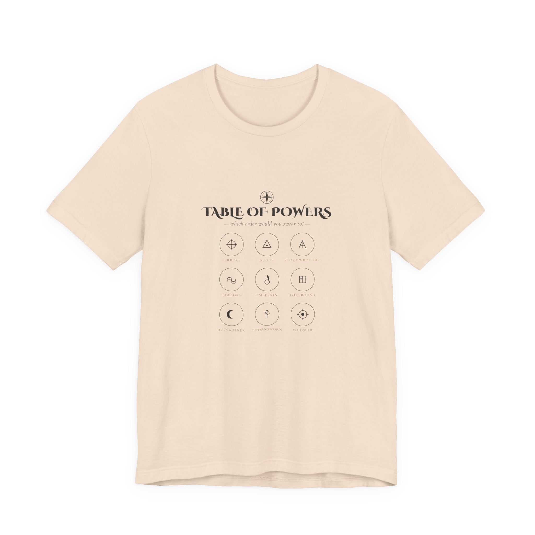 Table of Powers Which Order Are You Fantasy Sigils T-Shirt