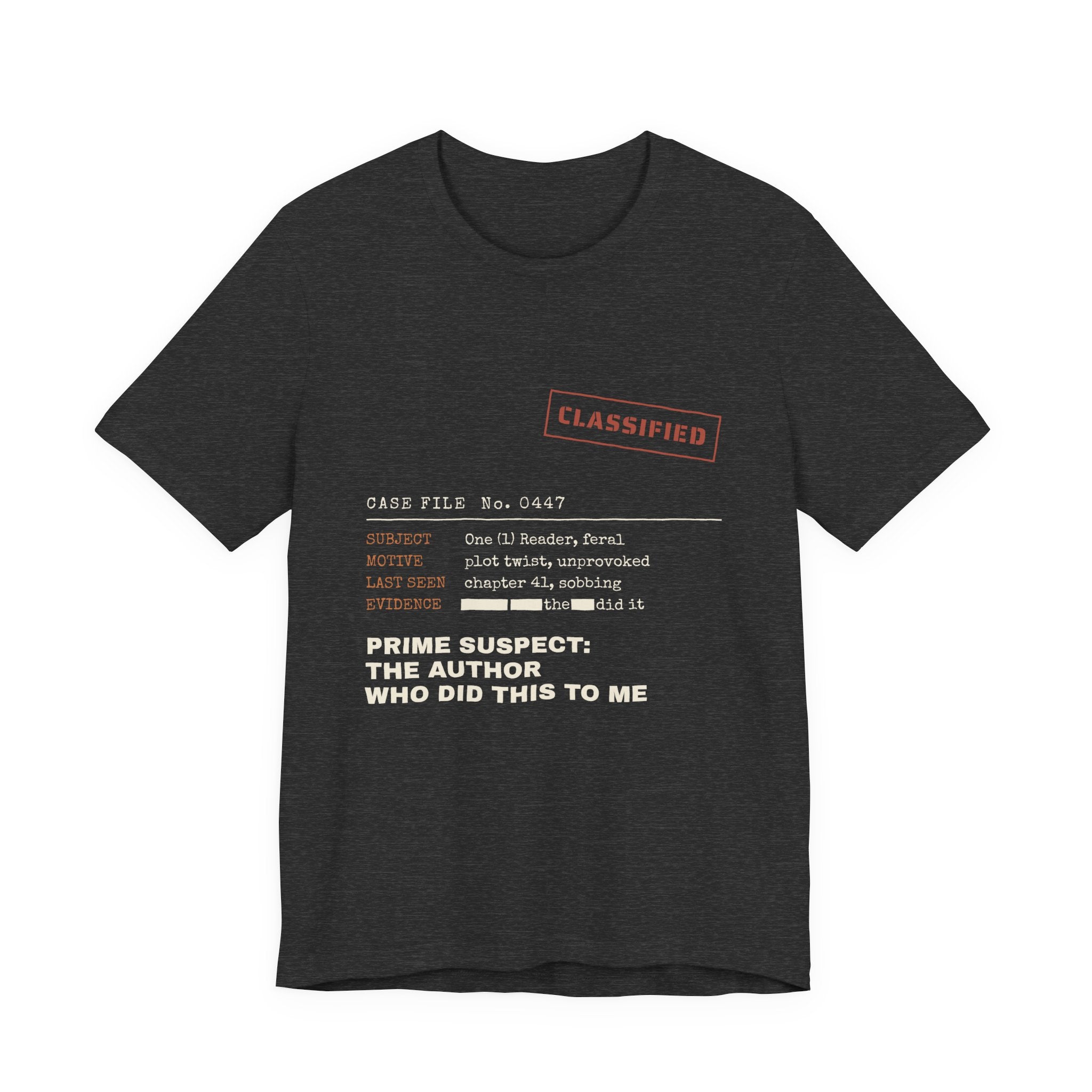 Case File Prime Suspect the Author Thriller T-Shirt