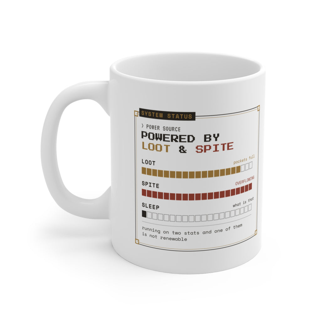 Powered by Loot and Spite Dungeon Crawler Mug