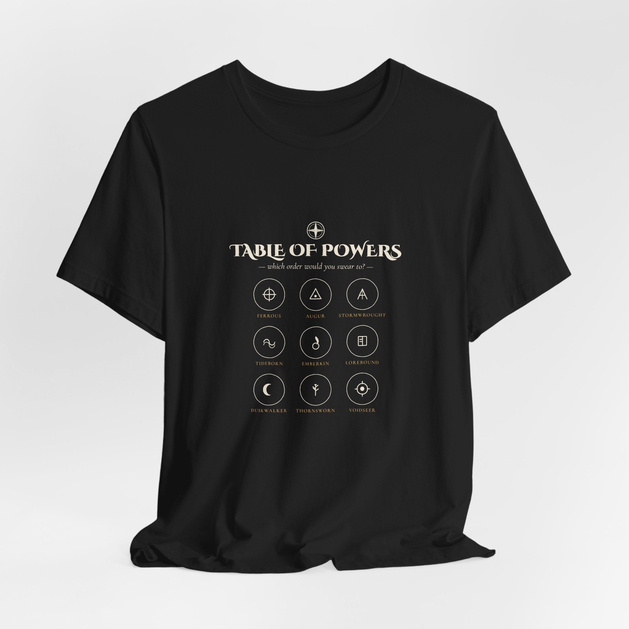 Table of Powers Which Order Are You Fantasy Sigils T-Shirt
