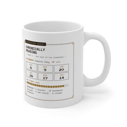 Chronically Reading Character Sheet Mug