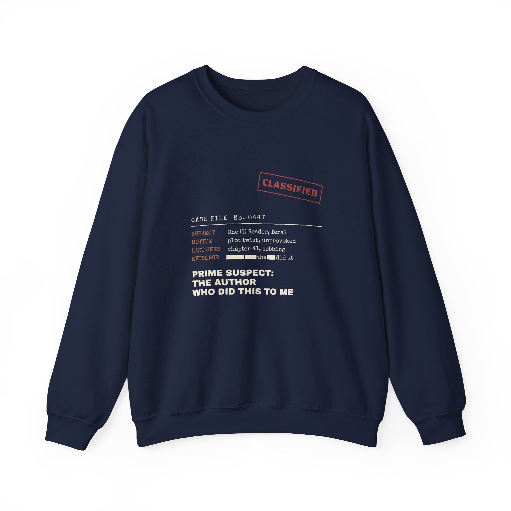 Case File Prime Suspect the Author Thriller Sweatshirt