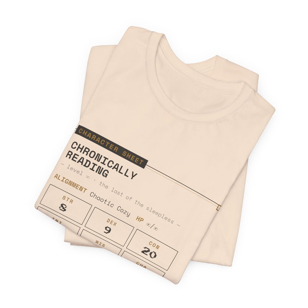 Chronically Reading Character Sheet T-Shirt
