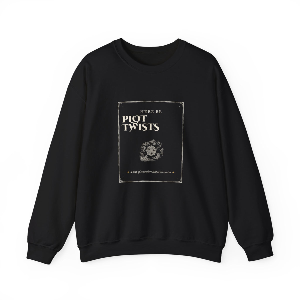 Here Be Plot Twists Fantasy Map Sweatshirt