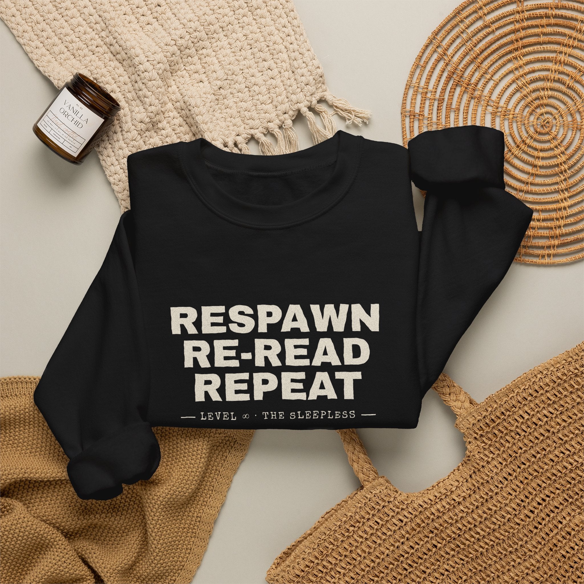 Respawn Re-Read Repeat Grunge LitRPG Sweatshirt