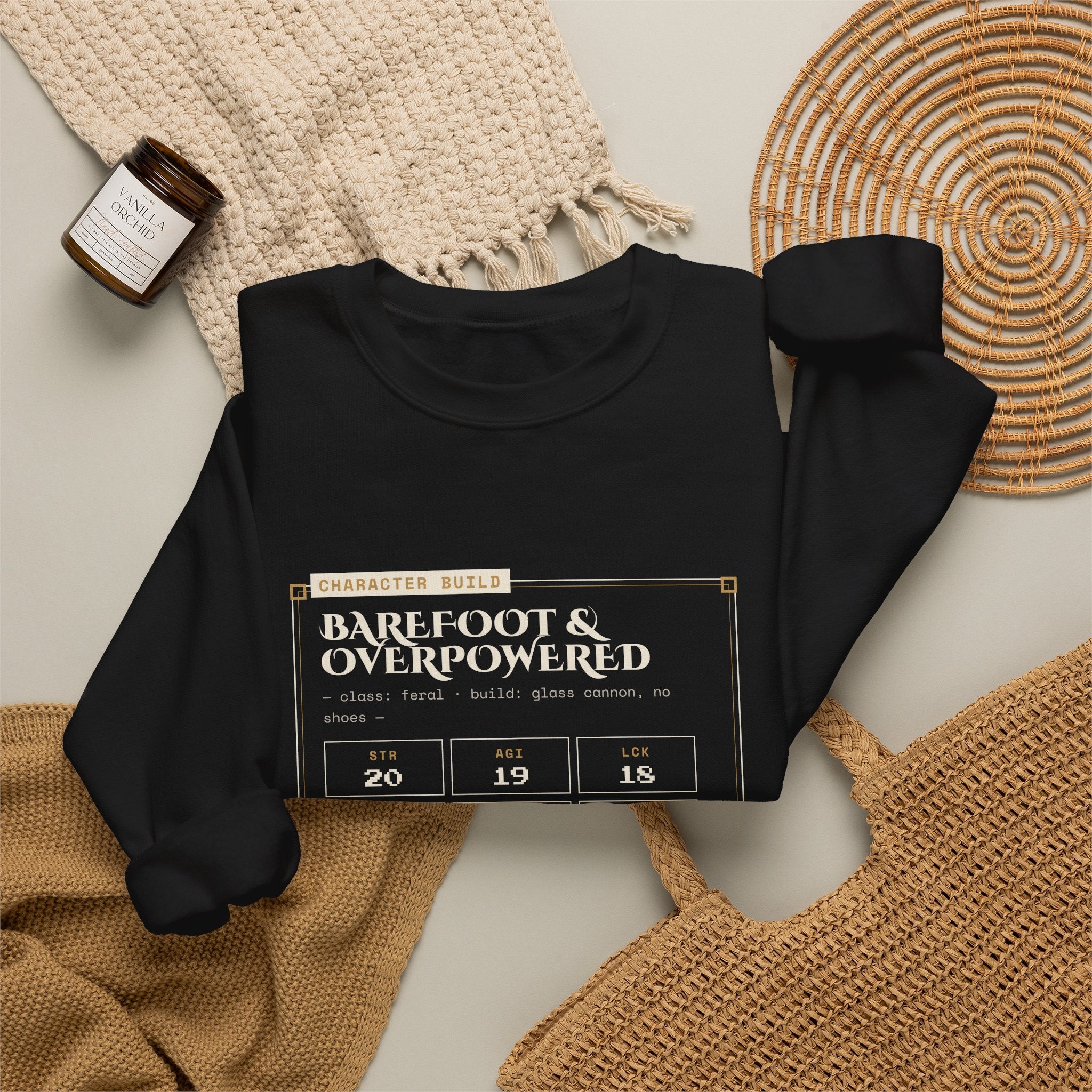 Barefoot and Overpowered Dungeon Crawler Sweatshirt