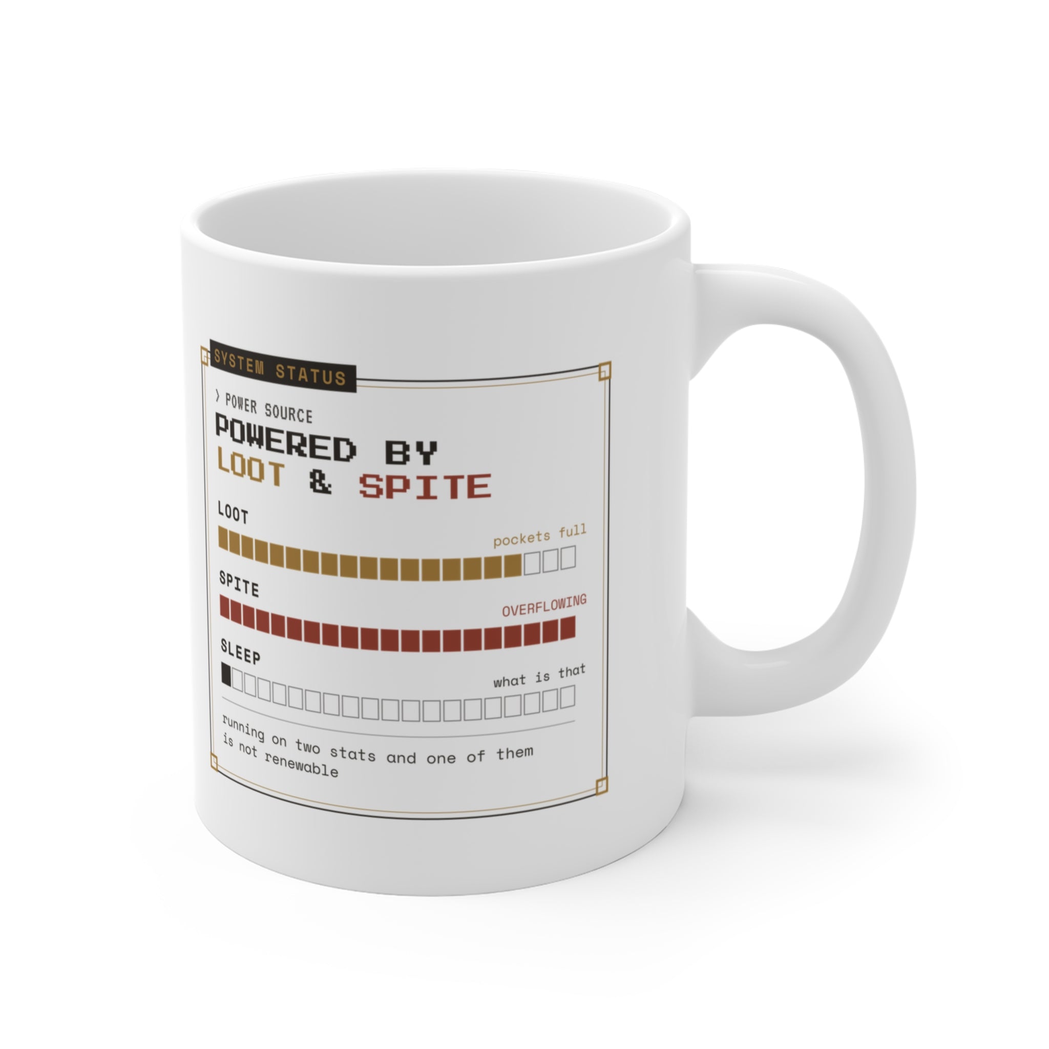 Powered by Loot and Spite Dungeon Crawler Mug