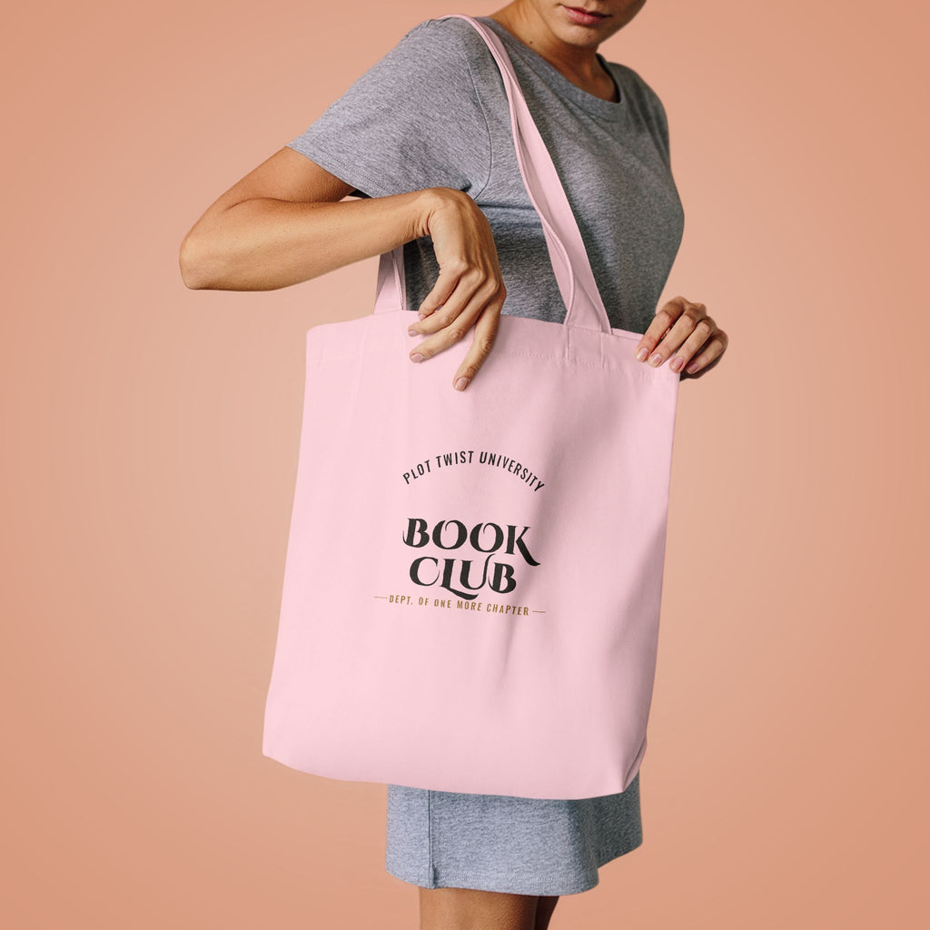 Plot Twist University Book Club Canvas Tote