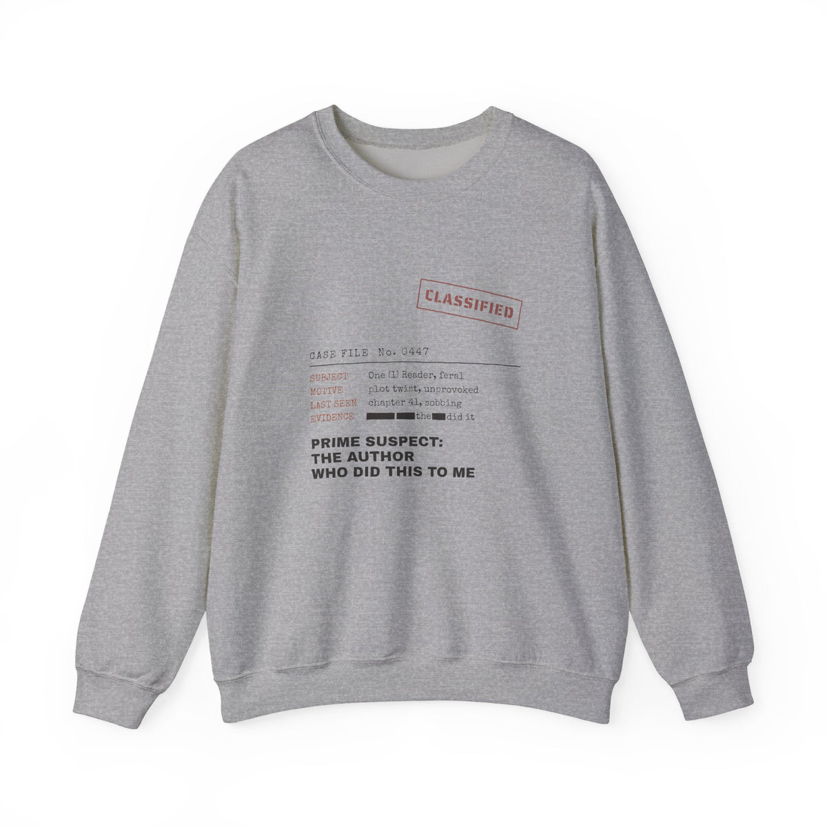 Case File Prime Suspect the Author Thriller Sweatshirt