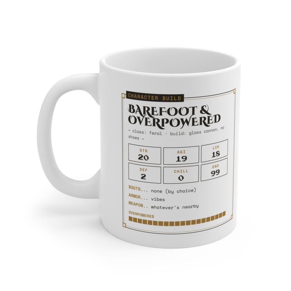 Barefoot and Overpowered Dungeon Crawler Mug