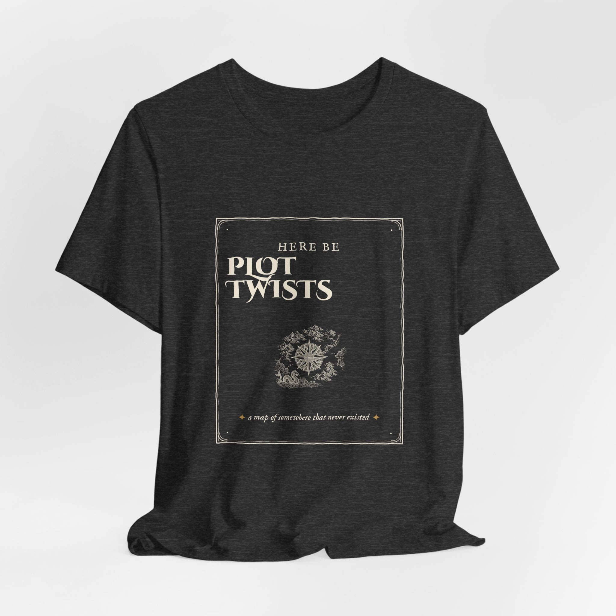 Here Be Plot Twists Fantasy Map T-Shirt
