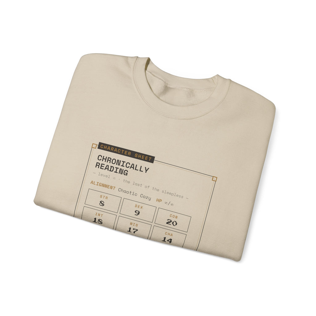 Chronically Reading Character Sheet Sweatshirt
