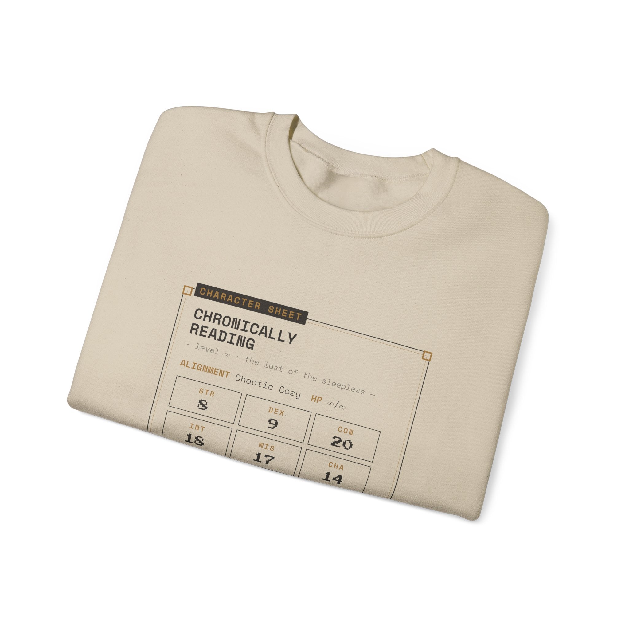 Chronically Reading Character Sheet Sweatshirt