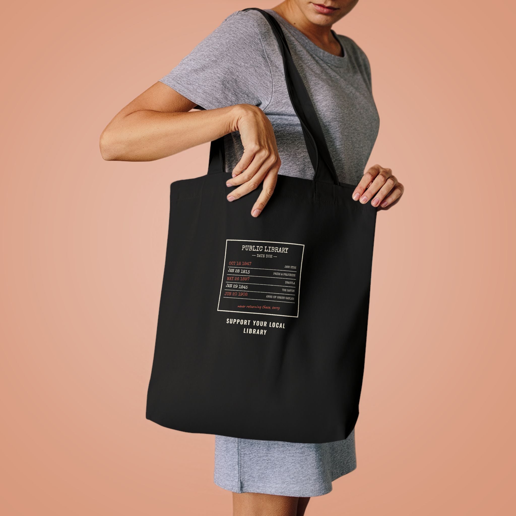 Vintage Library Card Canvas Tote Bag