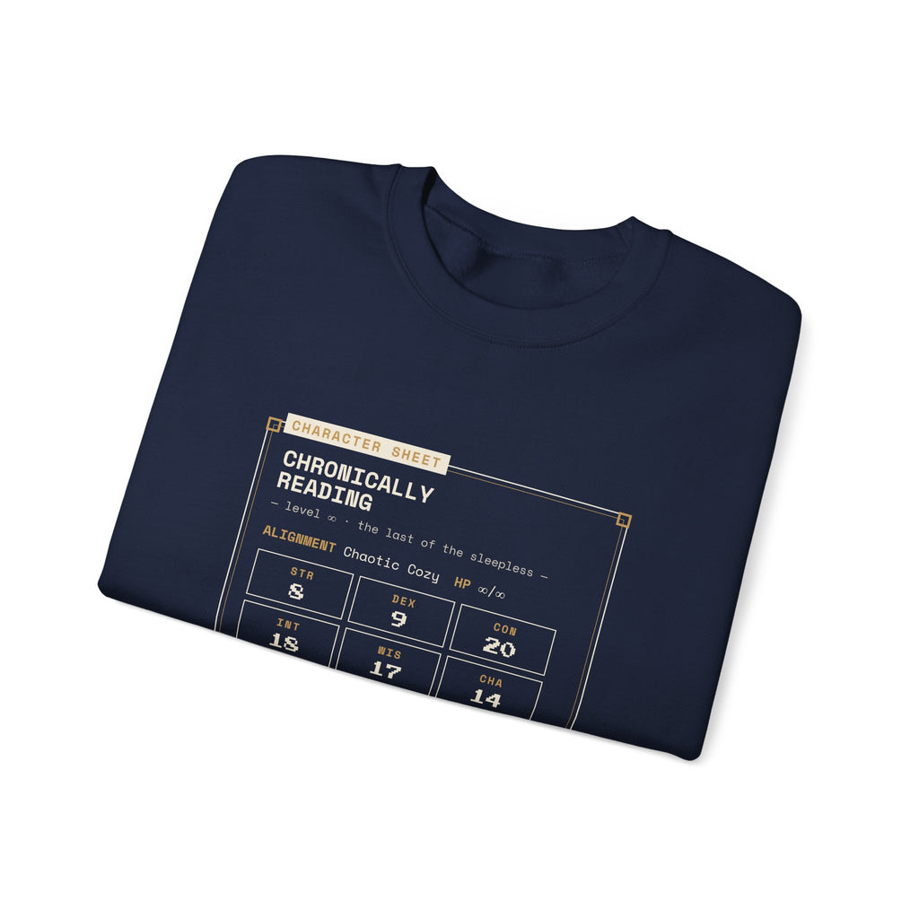 Chronically Reading Character Sheet Sweatshirt