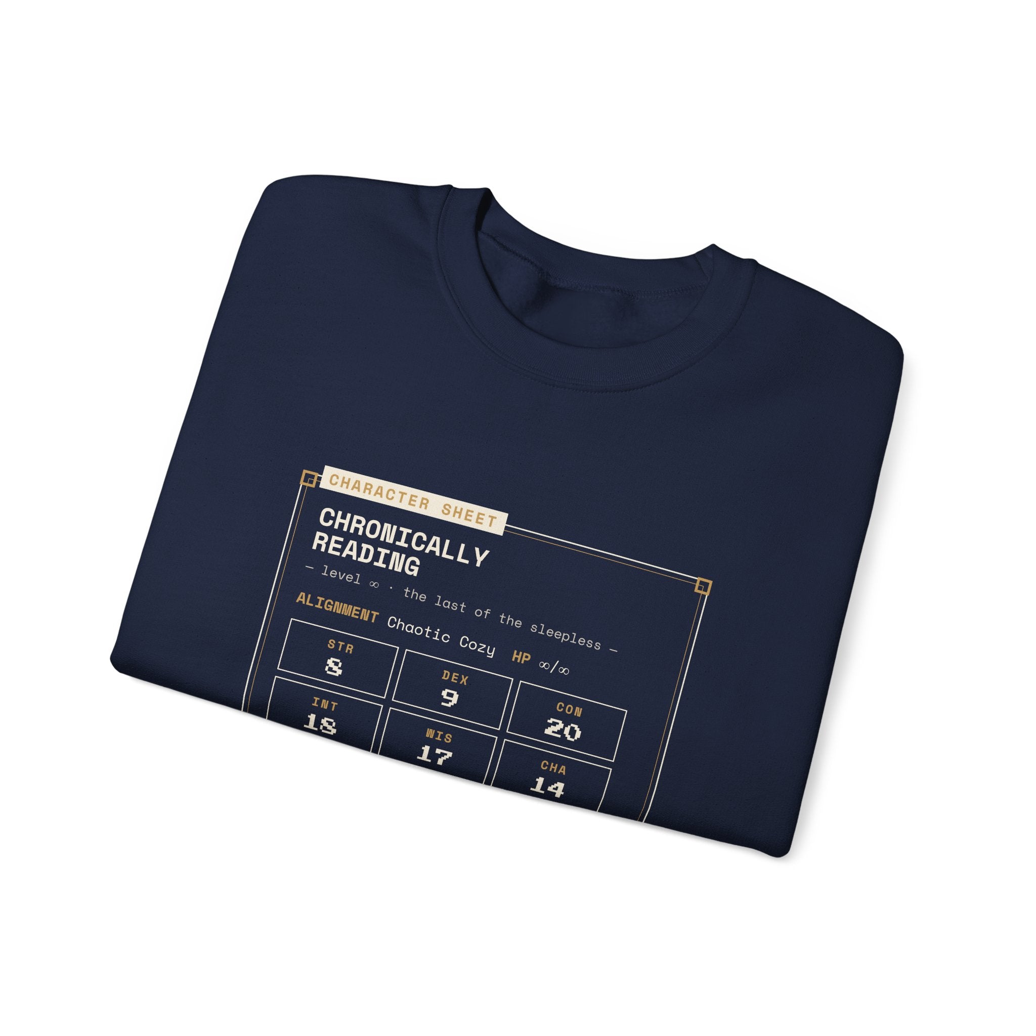 Chronically Reading Character Sheet Sweatshirt