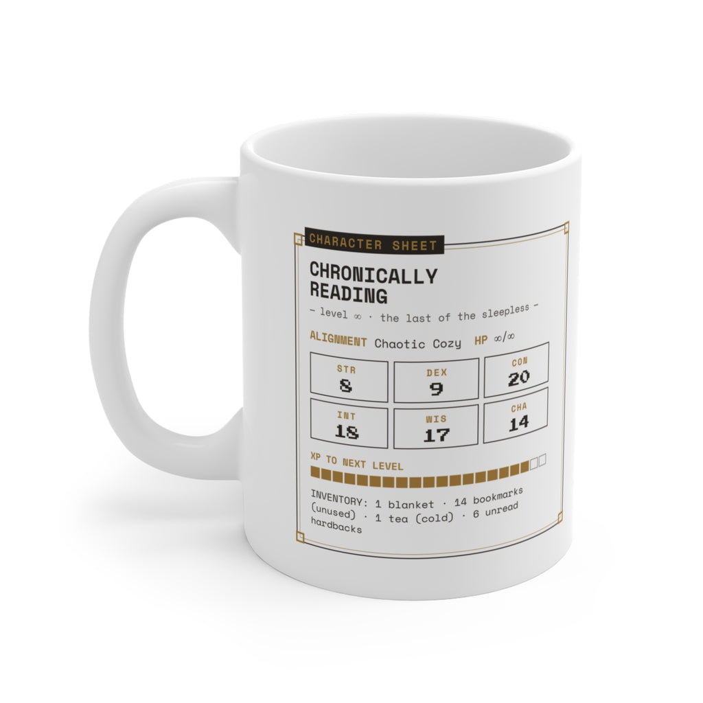 Chronically Reading Character Sheet Mug