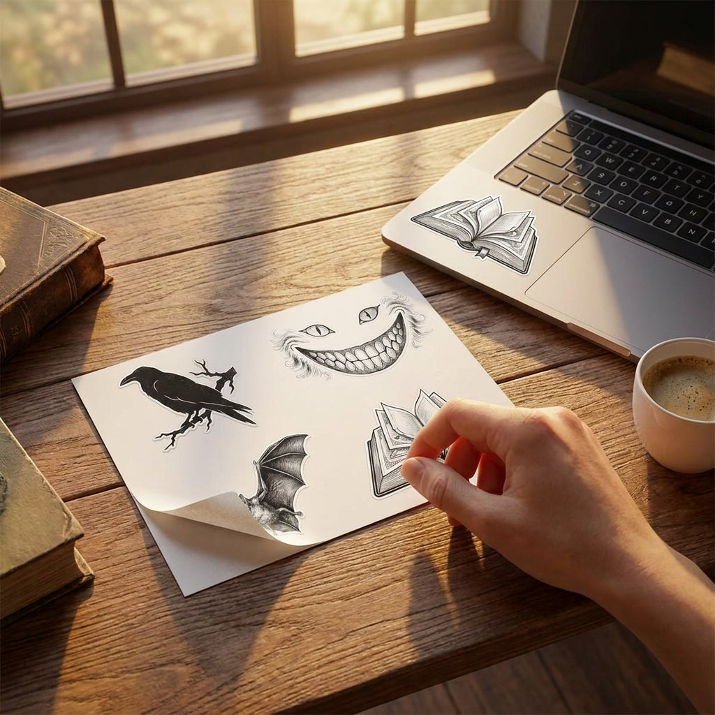 Four bookish motifs, one sheet — lifestyle photo
