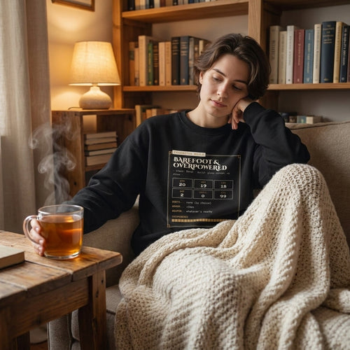 Barefoot & Overpowered — sweatshirt worn by a reader