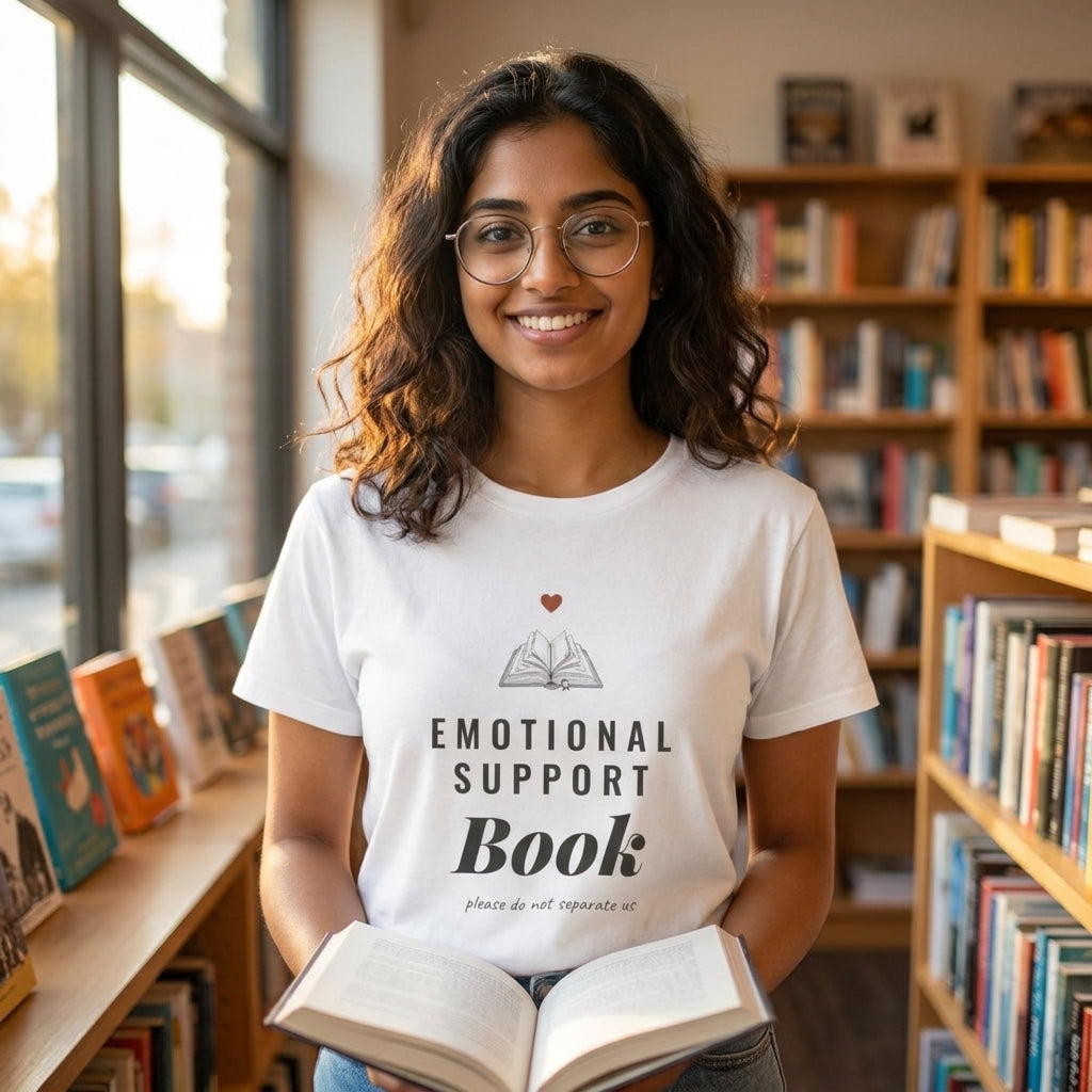 Emotional Support Book — t-shirt worn by a reader