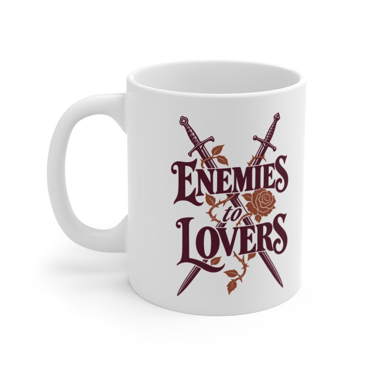 Enemies to Lovers Mug — white 11 oz mug, first printed side