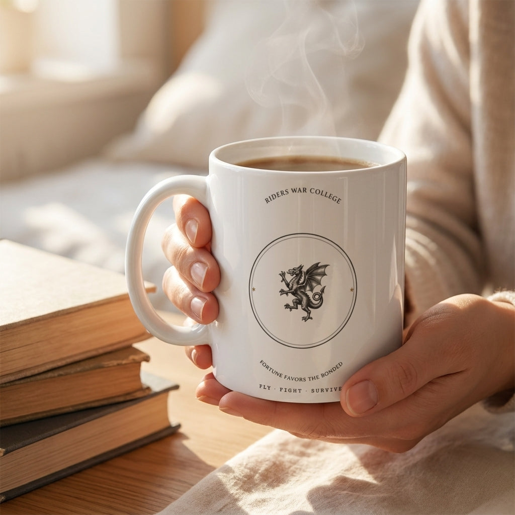 Riders War College — mug in a reader’s hands