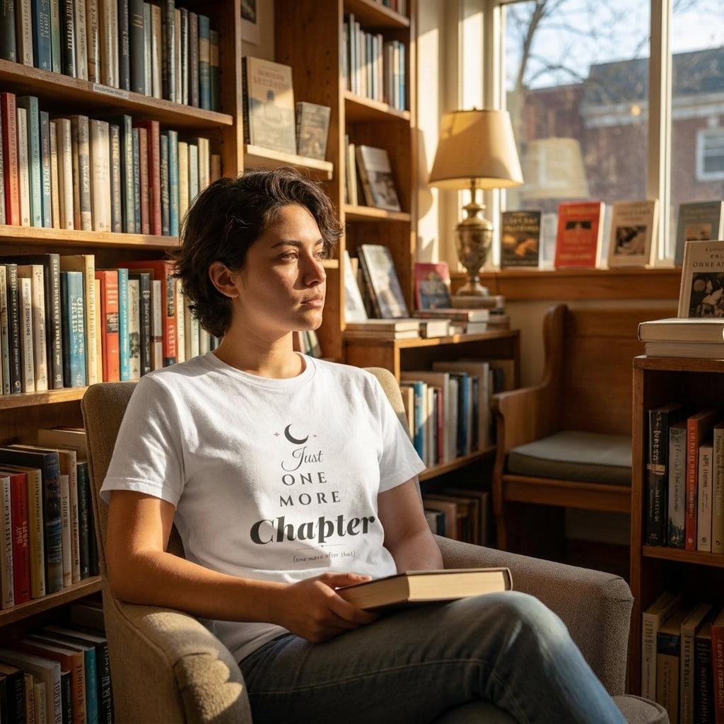 Just One More Chapter — t-shirt worn by a reader