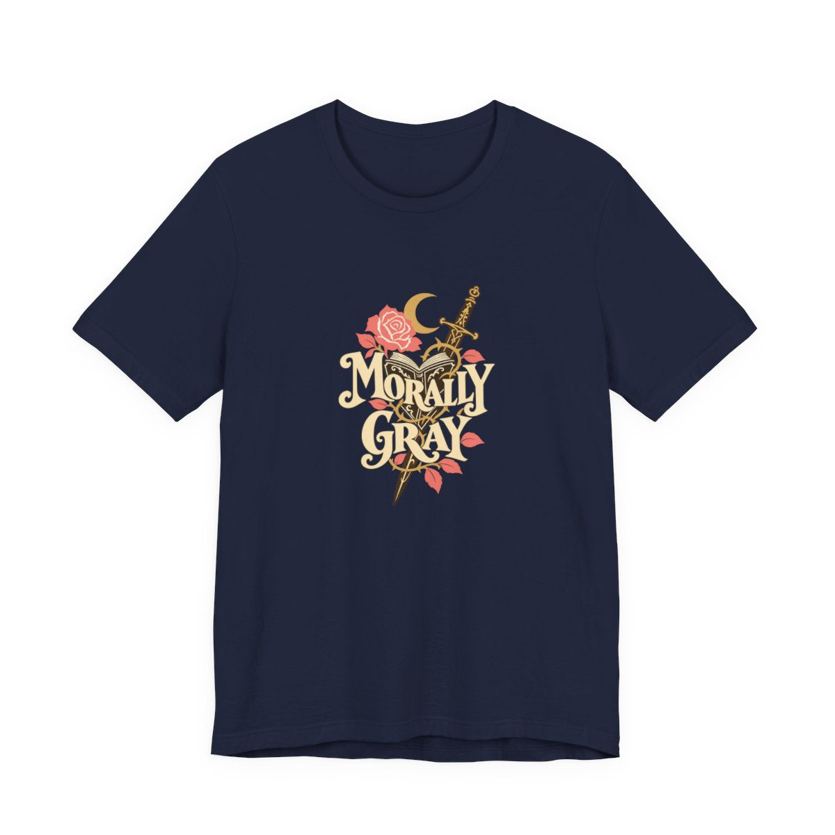 Morally Gray T-Shirt in Navy, front design