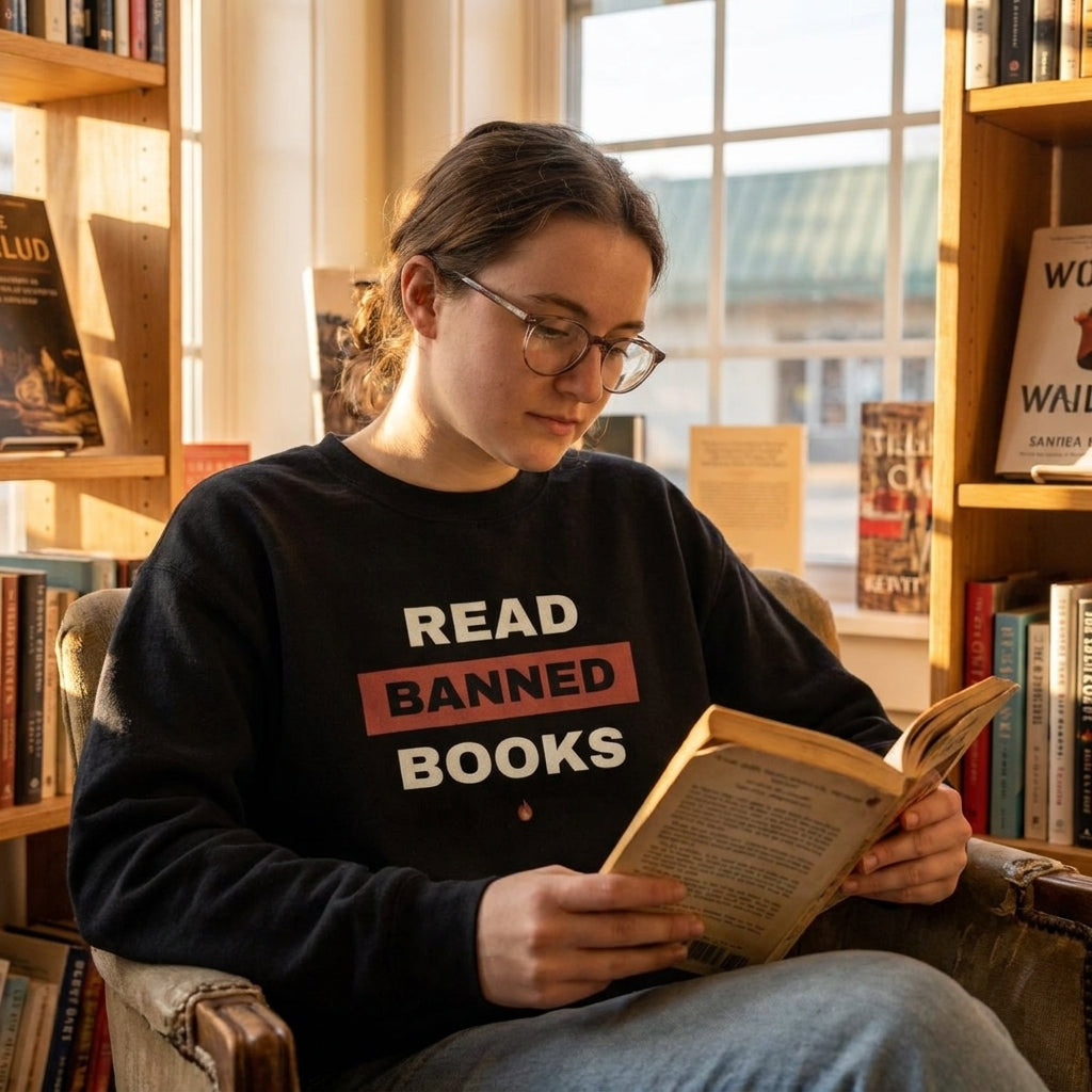 Read Banned Books — sweatshirt worn by a reader