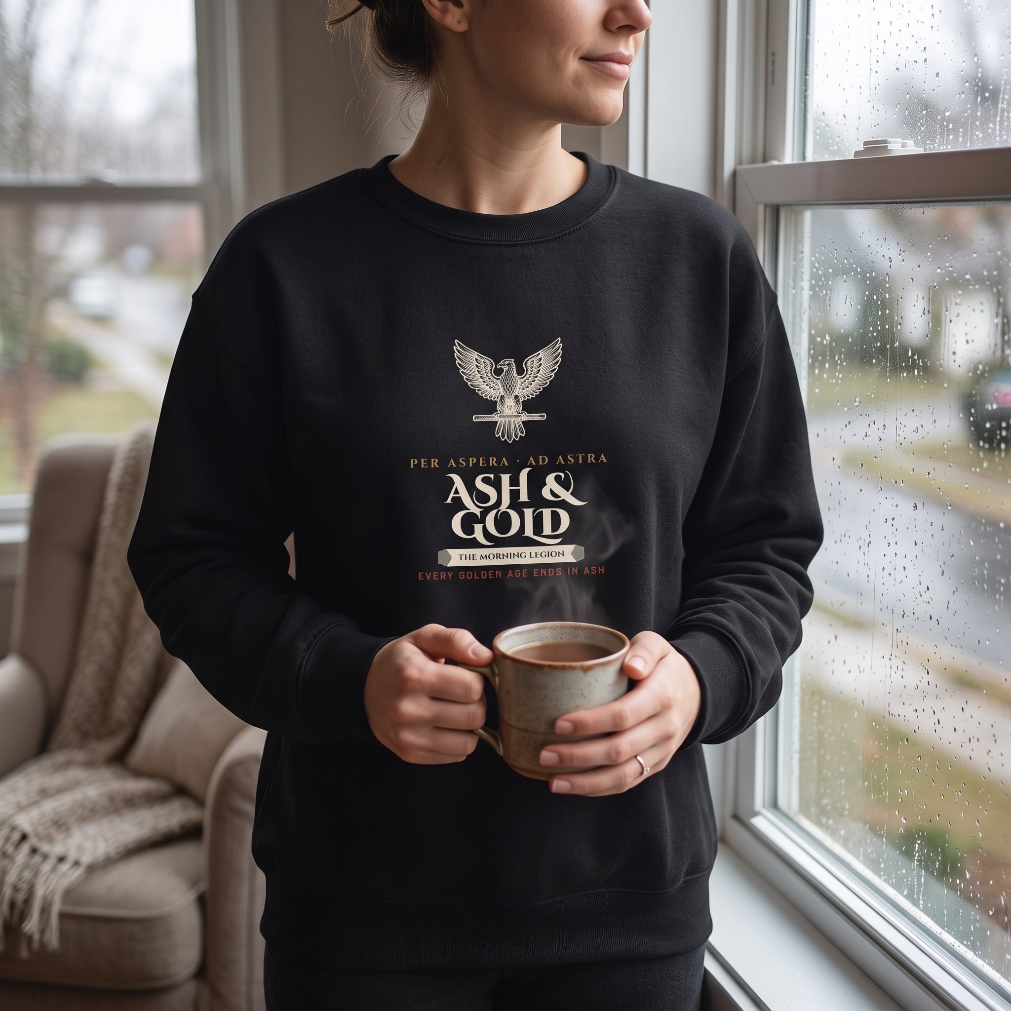 Ash & Gold — Every Golden Age Ends in Ash — sweatshirt worn by a reader