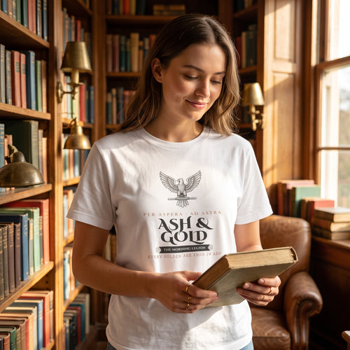 Ash & Gold — Every Golden Age Ends in Ash — t-shirt worn by a reader