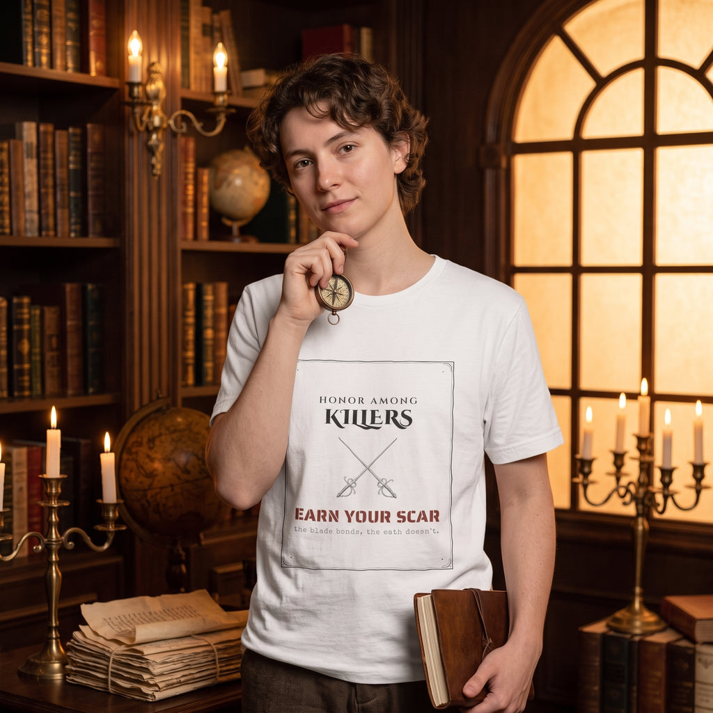 Honor Among Killers — Earn Your Scar — t-shirt worn by a reader