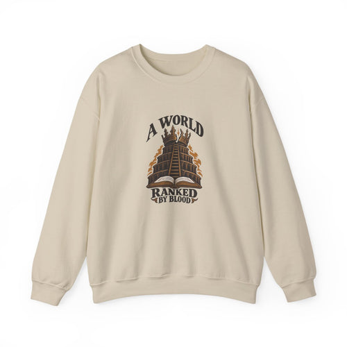 A World Ranked by Blood Crewneck Sweatshirt in Sand, front design