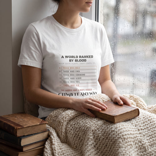 A World Ranked by Blood — Climb It Anyway — t-shirt worn by a reader