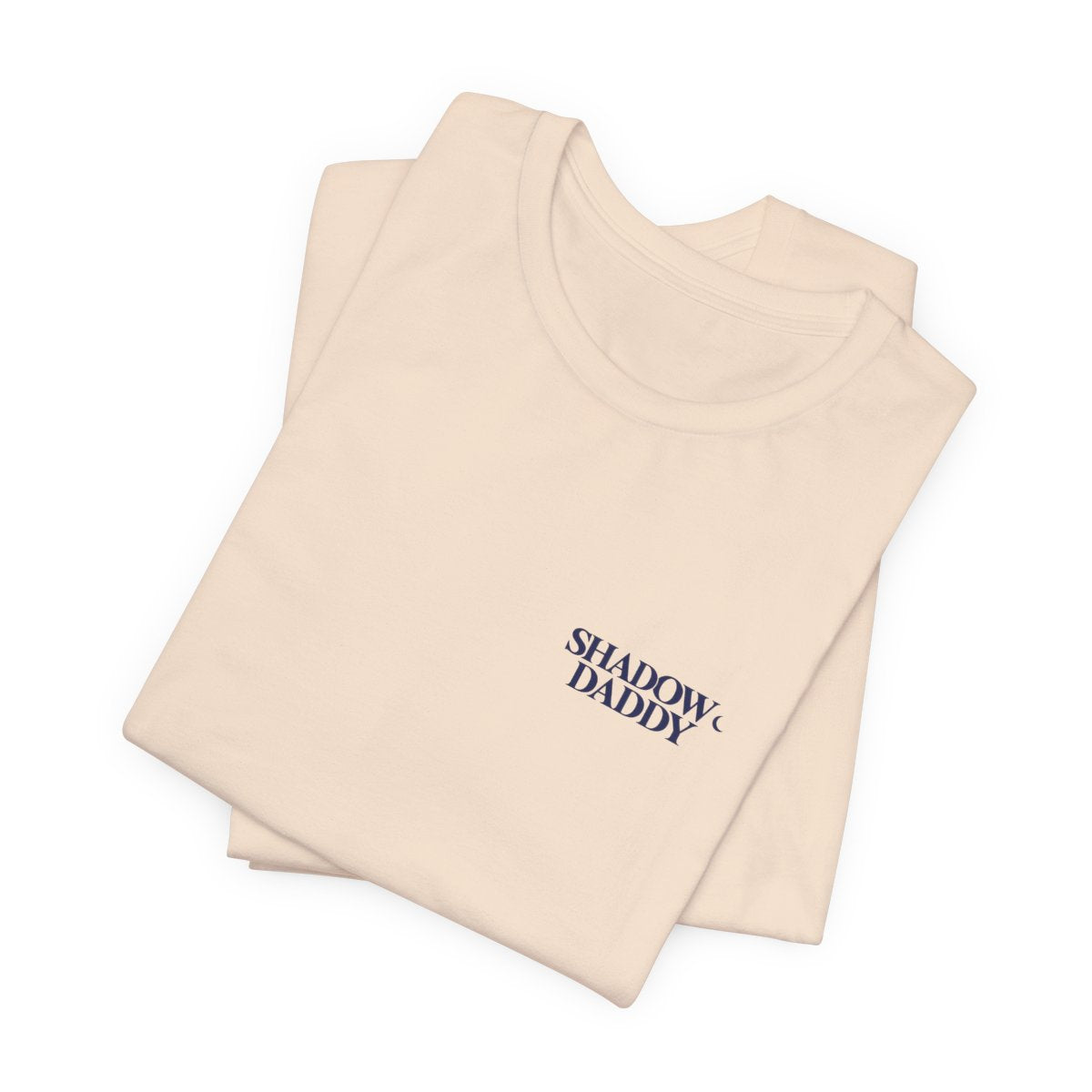 Shadow Daddy — Chest Wordmark T-Shirt in Soft Cream, folded supplier mockup