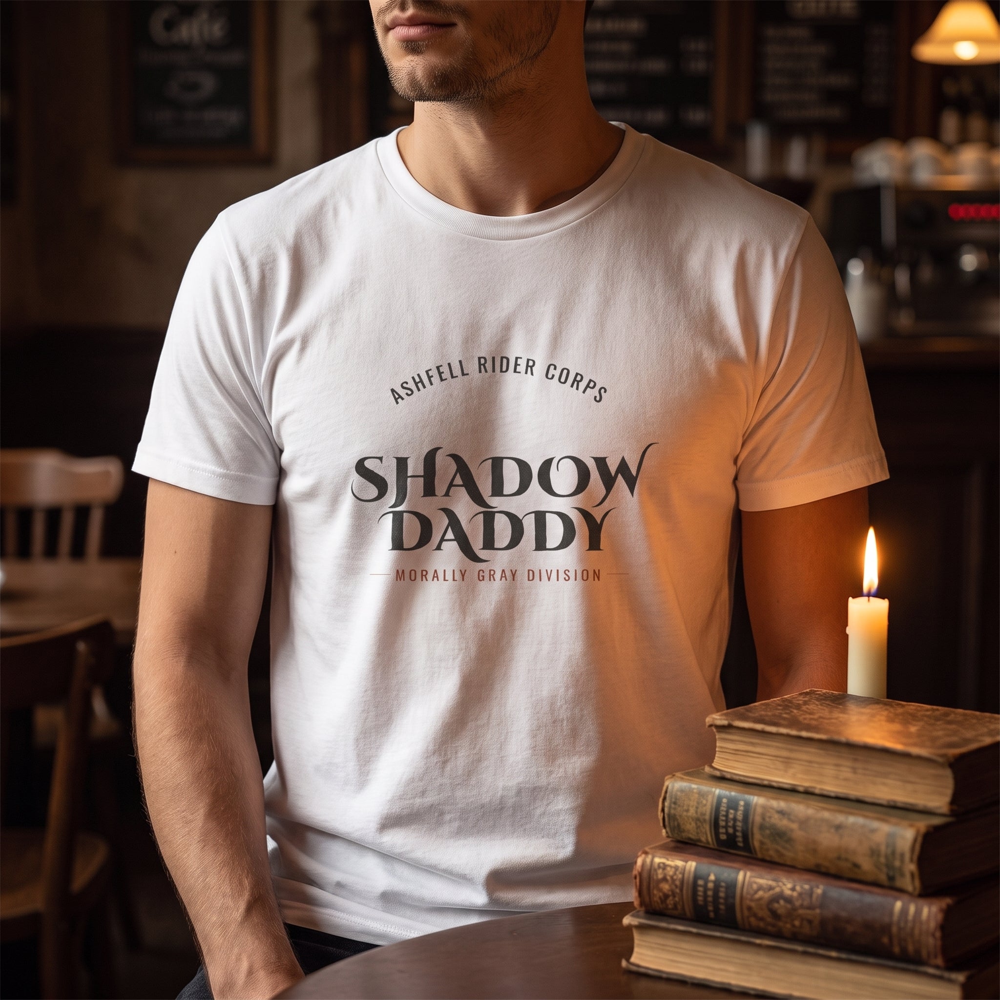 Ashfell Rider Corps — Shadow Daddy, Morally Gray Division — t-shirt worn by a reader