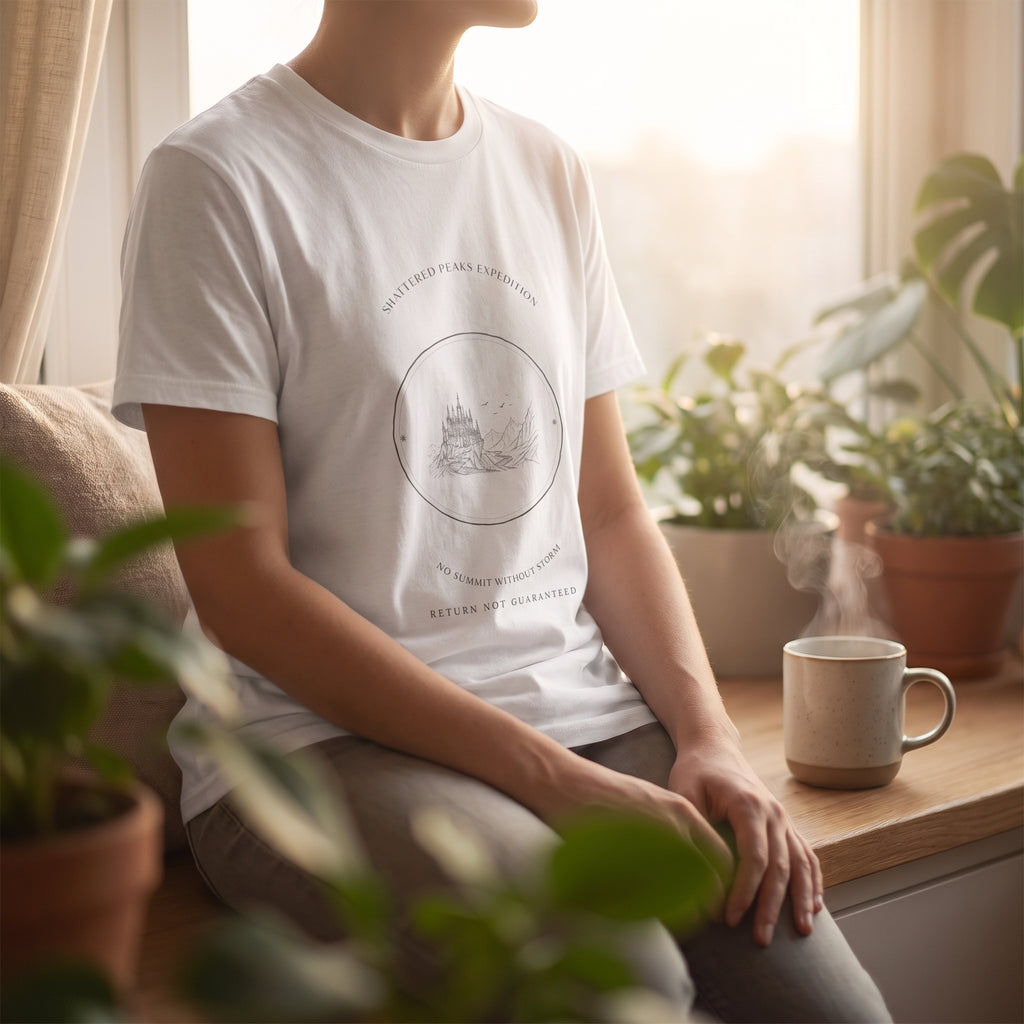 Shattered Peaks Expedition — No Summit Without Storm — t-shirt worn by a reader