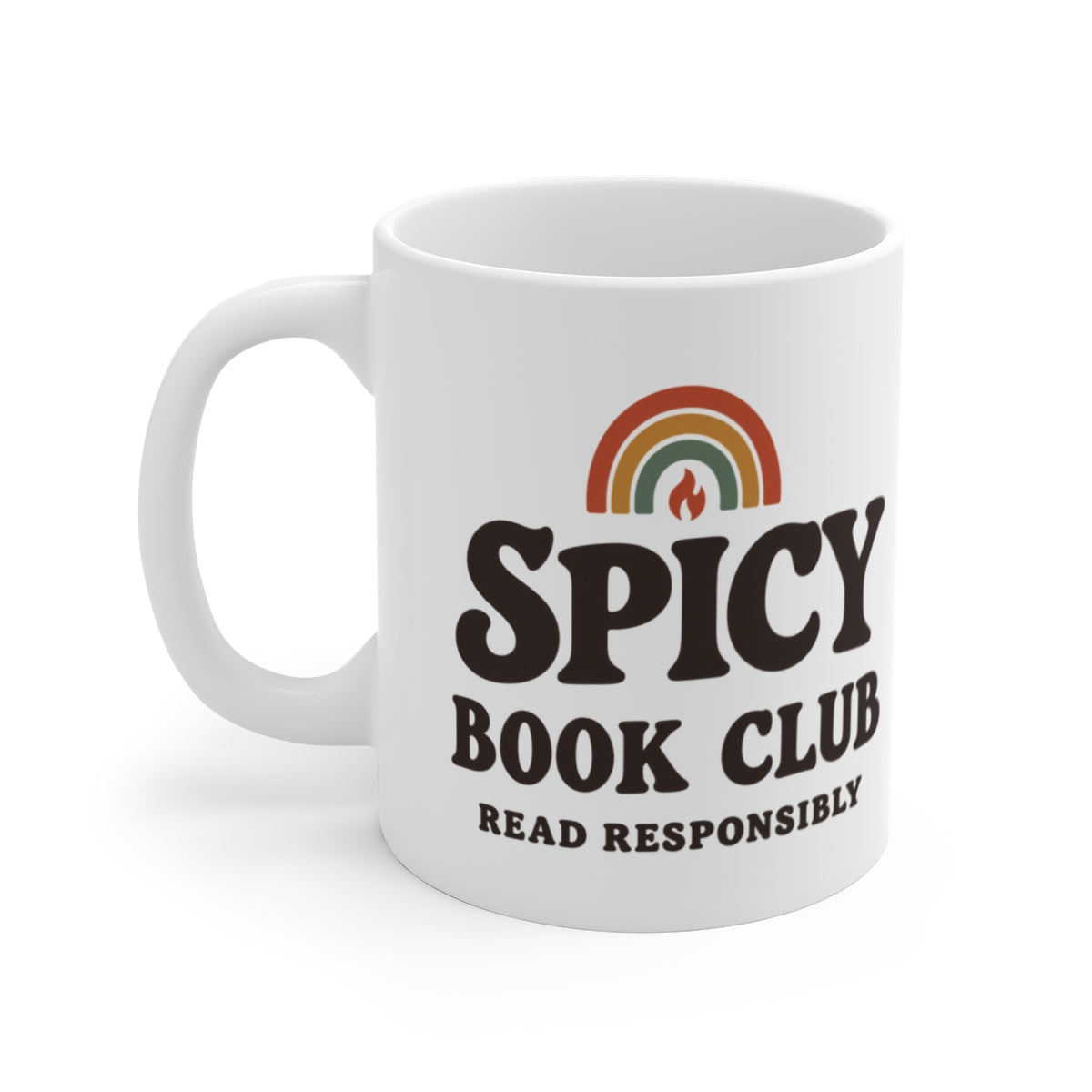 Spicy Book Club Mug — white 11 oz mug, first printed side
