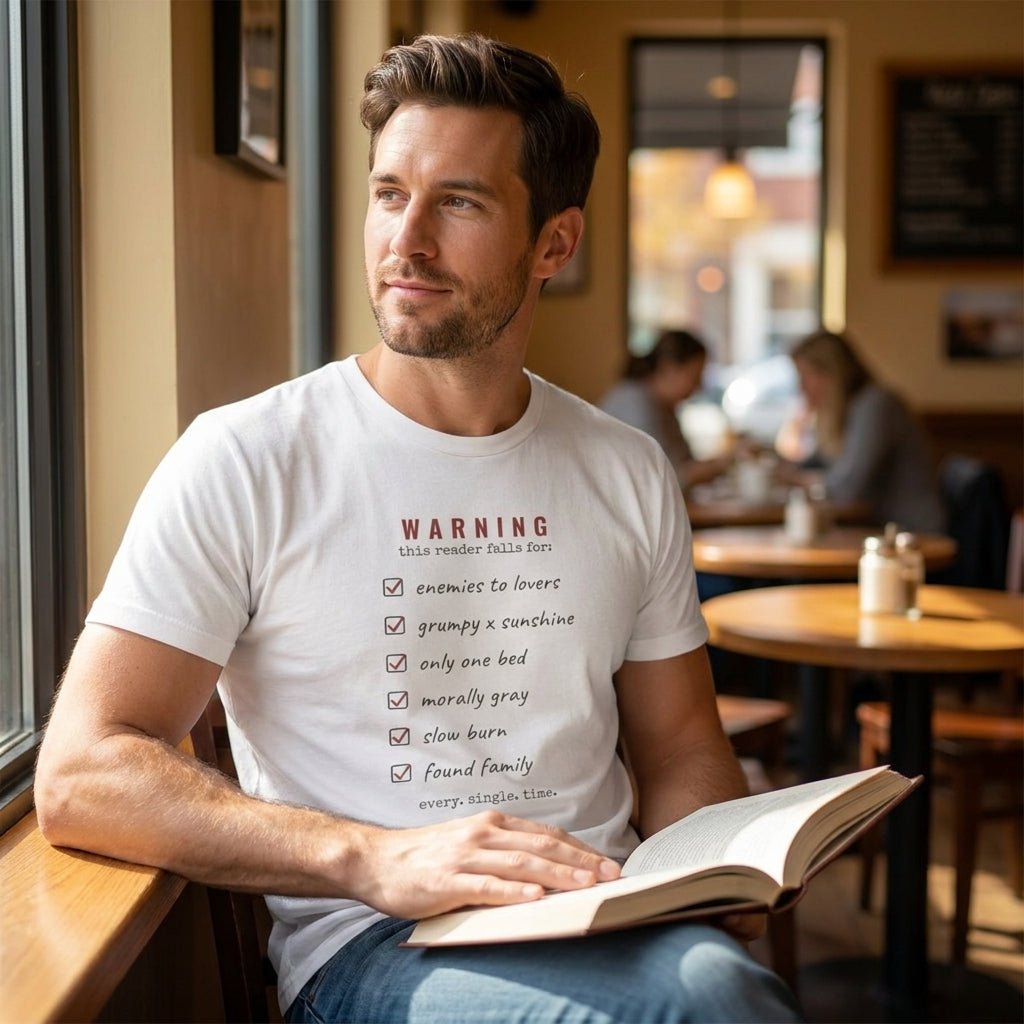 Falls For The Following Tropes — t-shirt worn by a reader